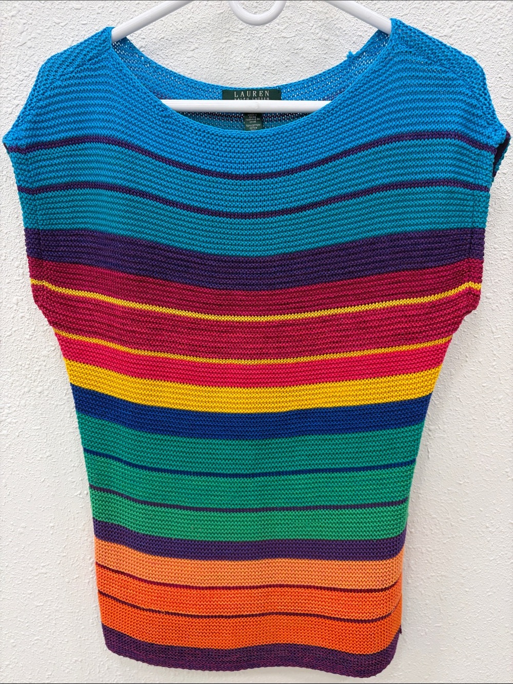 Lauren Ralph Lauren Multicolor/Rainbow Striped Knit Women's Top